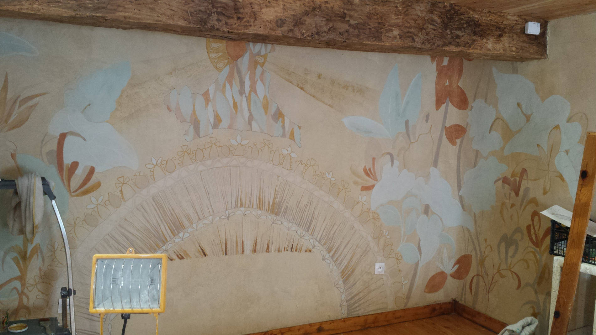 Archidixie - fresque sur enduit chaux terre sable Limoges