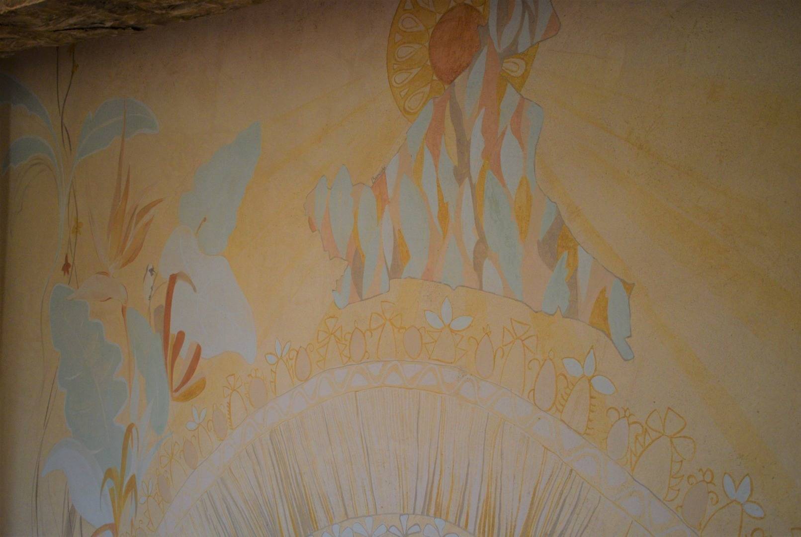 Archidixie - fresque murale d'argile sur enduit de chaux